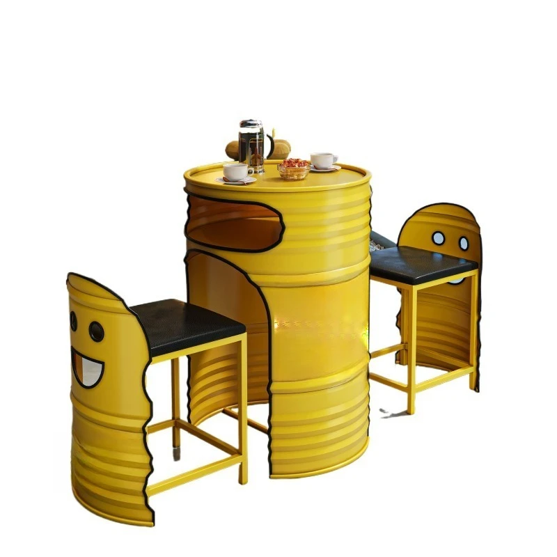 

Industrial style milk tea shop table and chair combination cafe clear bar bar wrought iron creative personality dessert