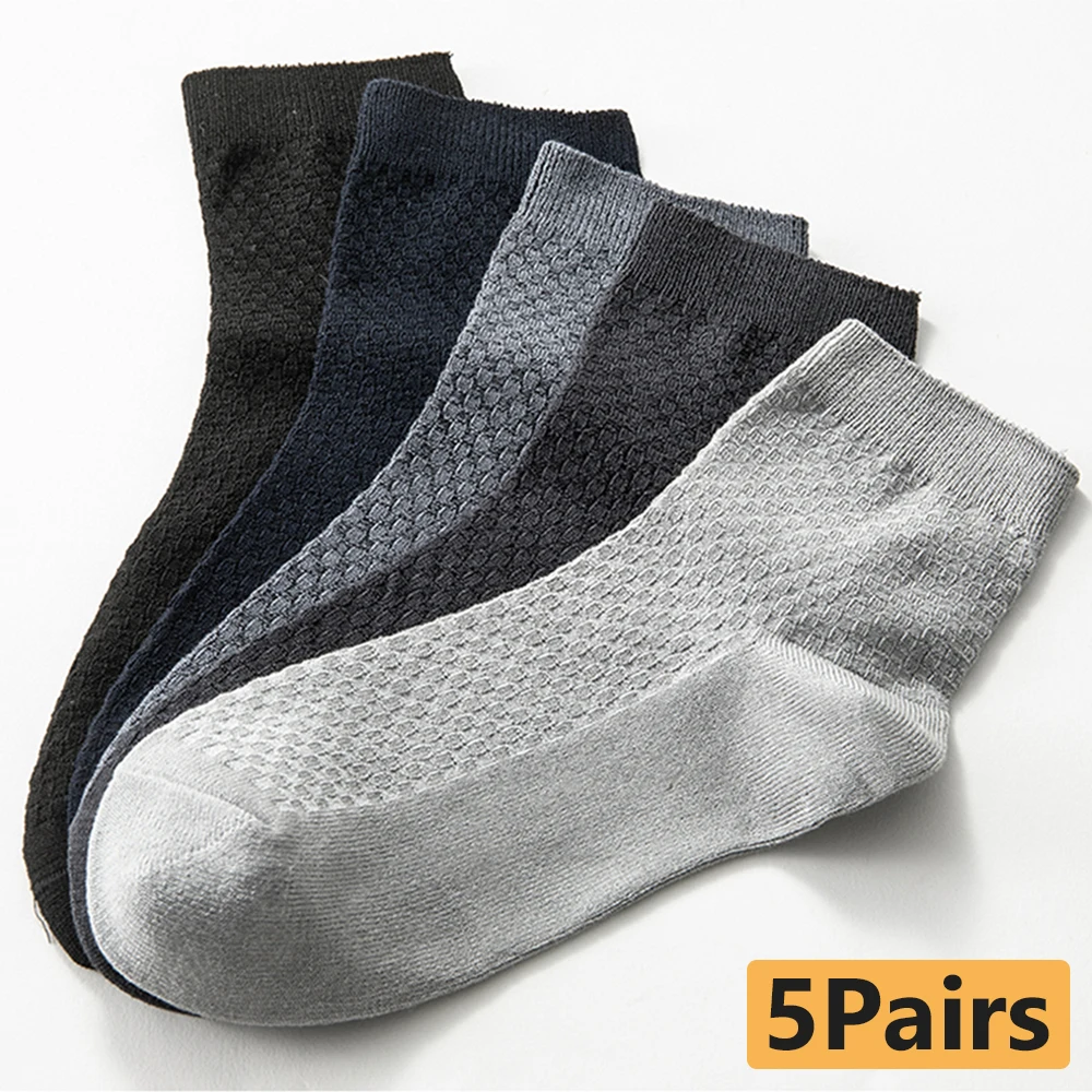 

5Pairs/Lot Men's Bamboo Fiber Socks Business Short Sports Breathable Ankle Socks Casual Male Long Sock High Quality Large Size