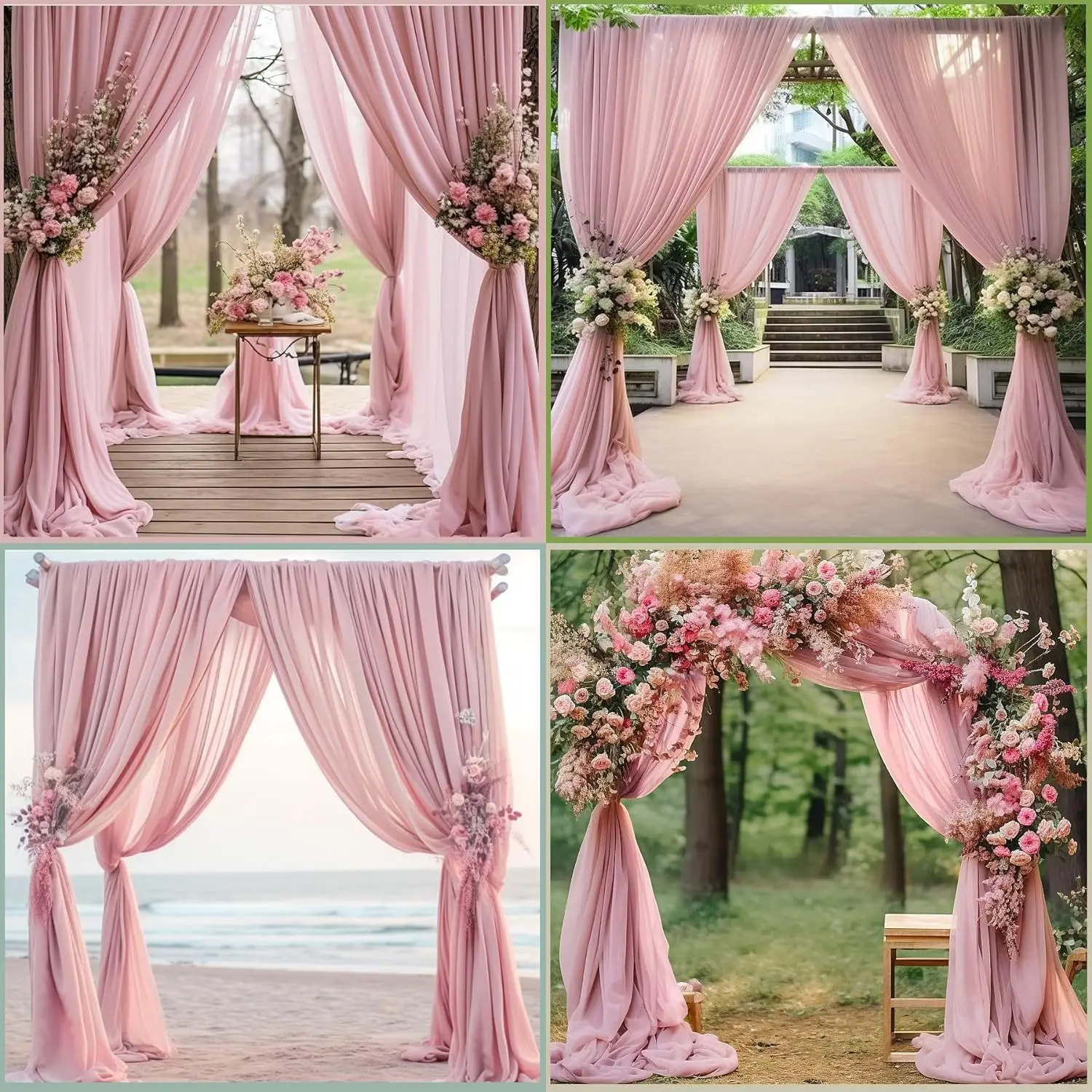 Chiffon Wedding Arch Draping Fabric 300*75CM Wedding Arch Drapes Sheer Backdrop Curtain for Wedding Ceremony Party Ceiling Decor