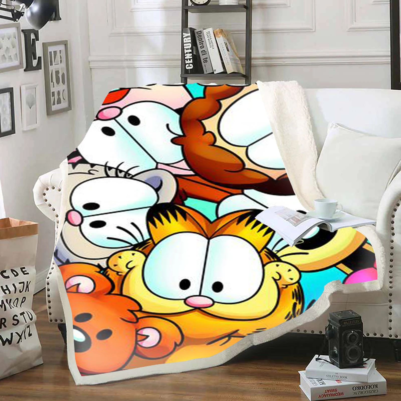 Garfield Blanket Anime Microfiber Fabric Blankets For Throws Furry Custom Winter Fleece Luxury King Size