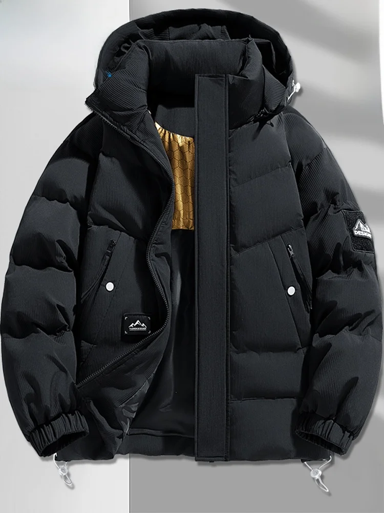 

ex Detachable Cap Windproof down Cotton Jaet ort Sle Warmth Northeastern Sle Men's Faionable Urban Polyester Fiber