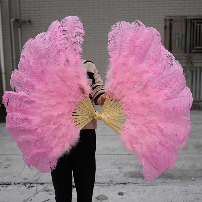 Wholesale Handmade 60-80cm Radius Medium Ostrich Feather Fan SZ Model Dance bar Performance Props Wedding