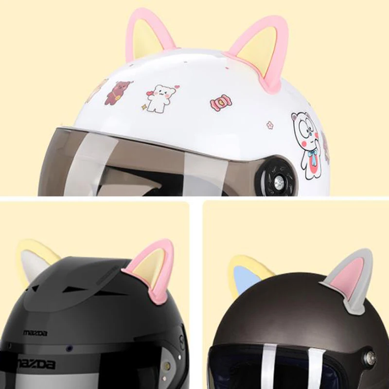 2pcs Motorcycle Helmet Cat Ears Cute Electric Car Motocross Stickers Driving Styling Universal Helmet Decoration Accessories