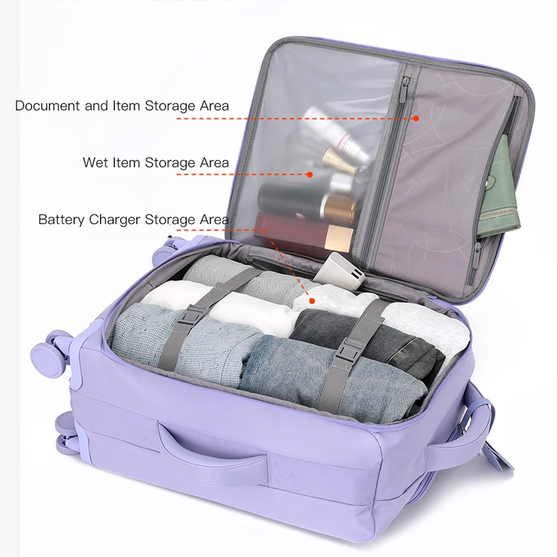 Bagaglio a mano da donna, valigia in tessuto ultraleggero da 20 pollici con blocco password, valigia trolley, valigia da viaggio