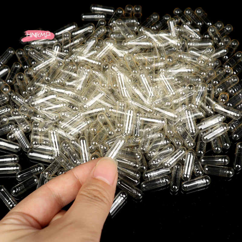 100Pcs Transparent Hard Gelatin Capsule Empty Medicine Pill Capsules 1#0#00# for DIY Health Supplement And Home Medicine Storage