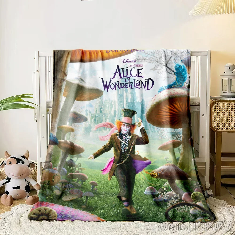 Alice in Wonderland Cartoon 3D Printed Cute Kids Blanket Throw for Bed Sofa Decor Fleece Nap Blankets Boys Girls Children Gift