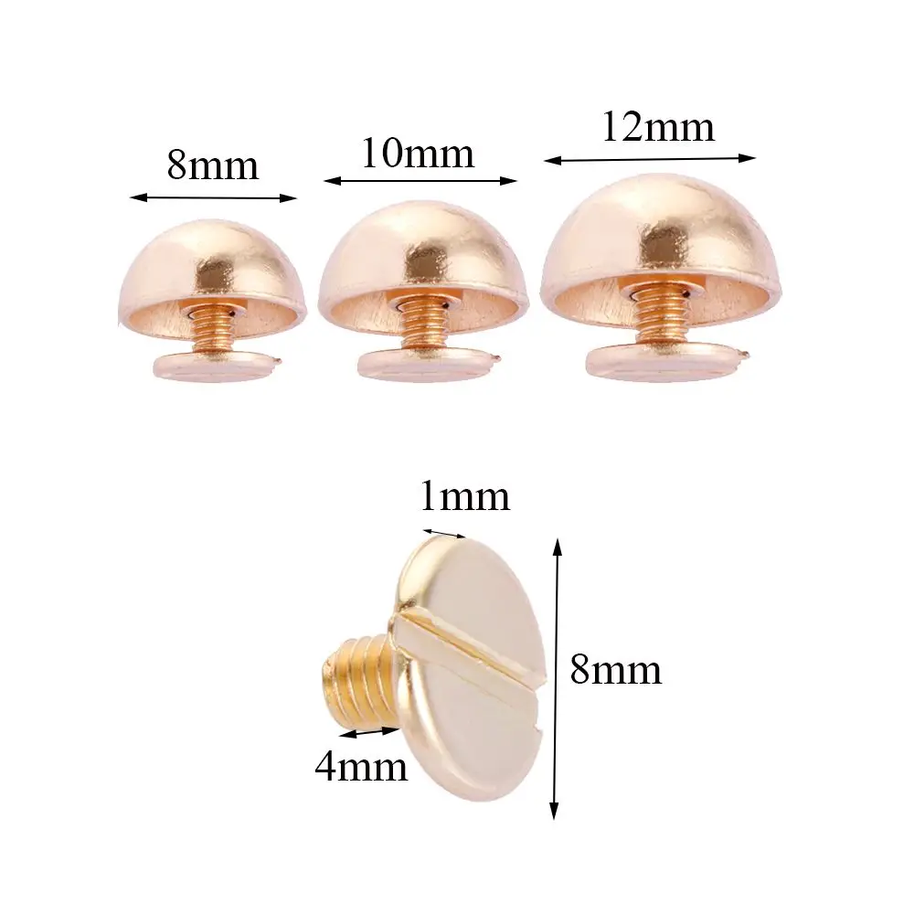 Parafusos de cabeça redonda sólida para DIY, alça de pano, rebites, prego cúpula cogumelo, roupas, bolsa, sapatos, 8mm, 10mm, 12mm, 16mm, 20mm, 10pcs