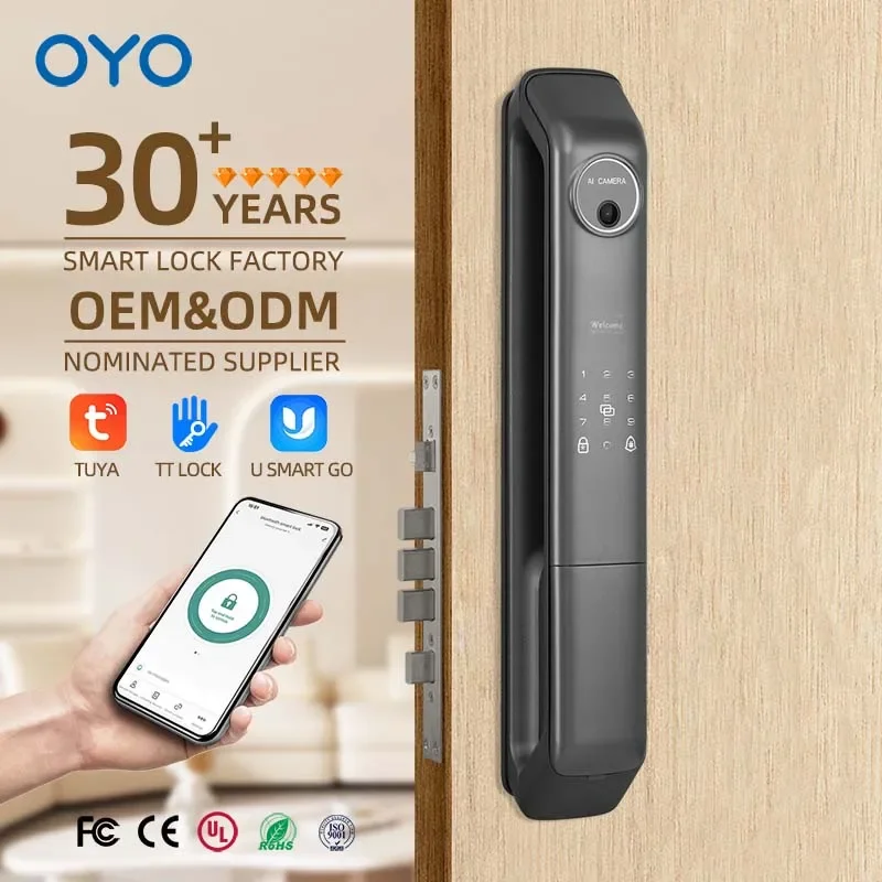 

OYO Fingerprint Keyless Smart Outdoor Fingerprint Electronic Card Door Lock Smart Deadbolt With WiFi IP Network With Camera