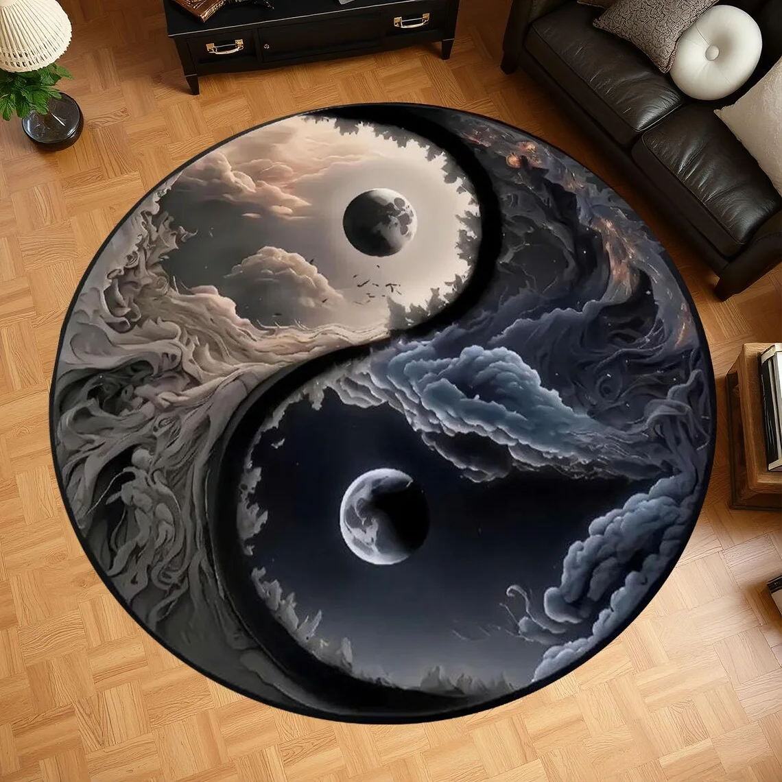 

Sun & Moon Round Rug – Non-Slip Floor Mat for Kids’ Room, Living Room & Home Decor