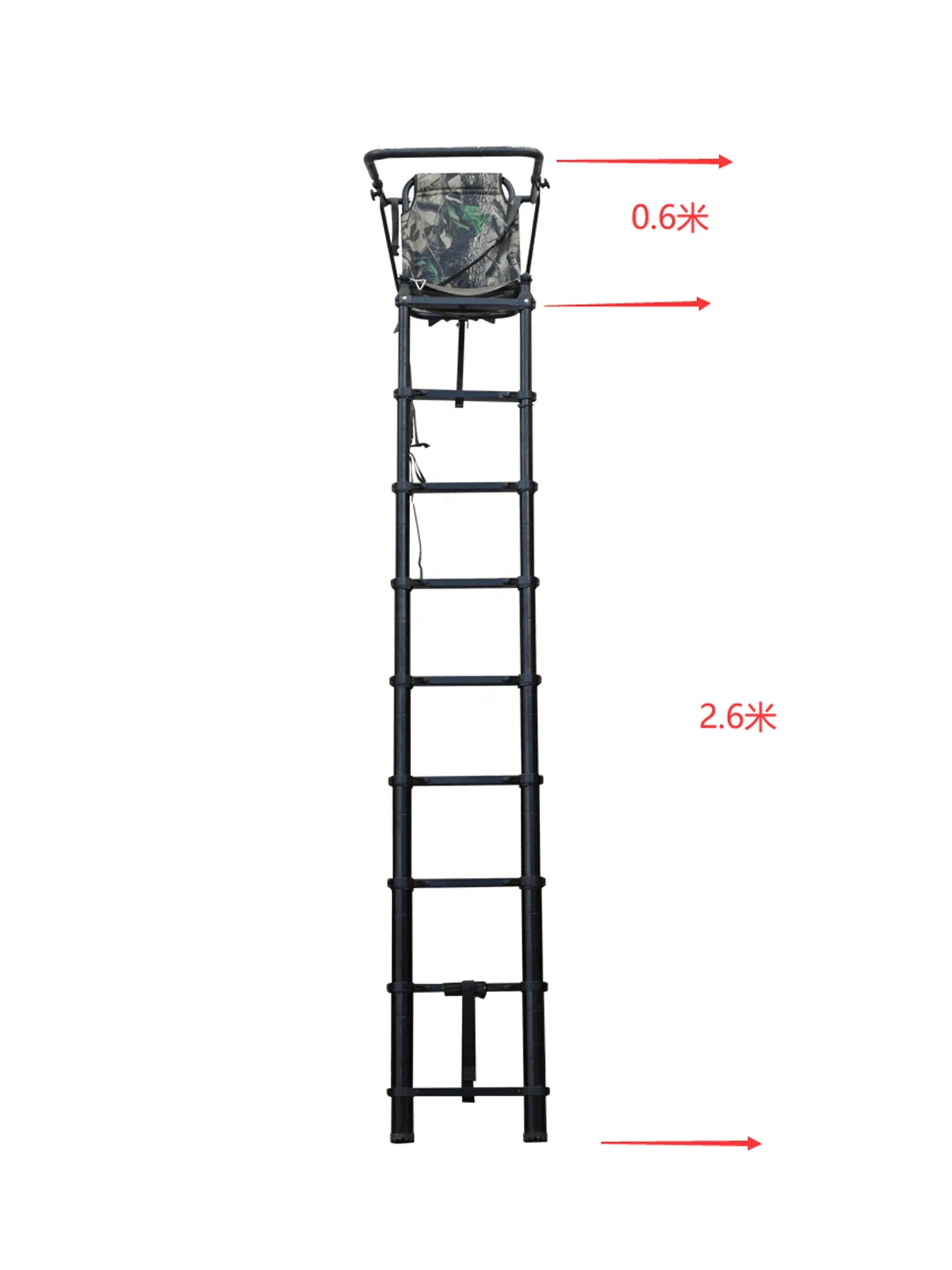 SC02 Hunting Telescopic Tree Stand Ladders 2.6M Foldable Tree Stand Seats Aluminum Hunter Chair Stand For Animals Observation