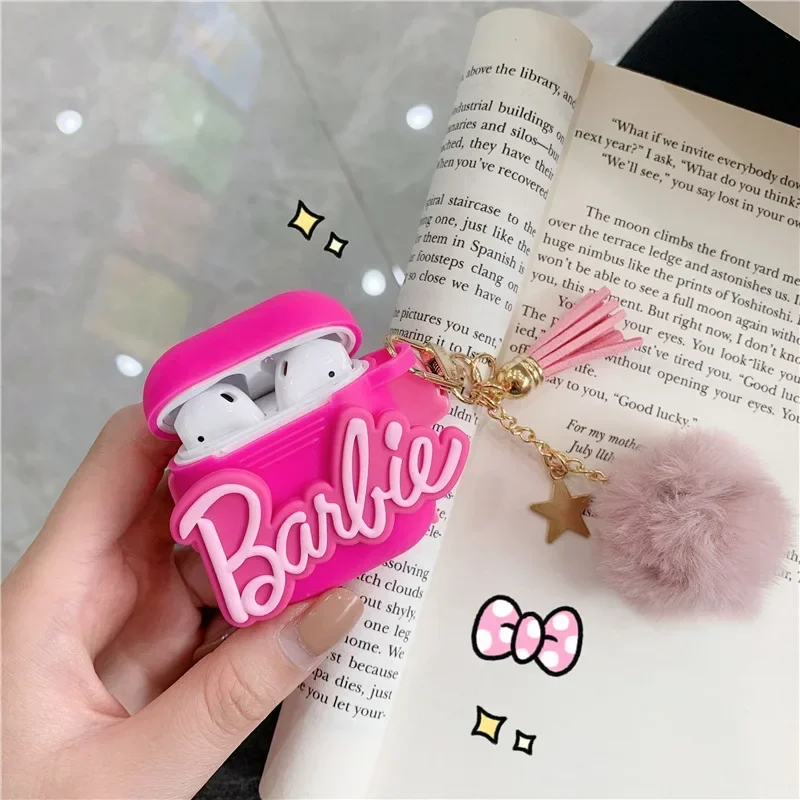 For Airpods Pro 2 Case,Pink Barbie Soft Silicone Bluetooth Earphone Anime Cover For Airpods 3 Case Girls/Women Funda