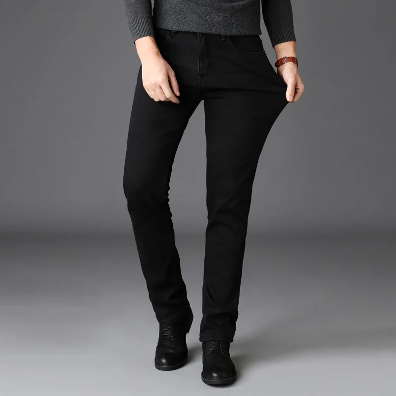 

Men's Slim-fit Denim Pants Stretch Black Jeans Classic Style Business Fashion Pure Male Brand Casual Trousers