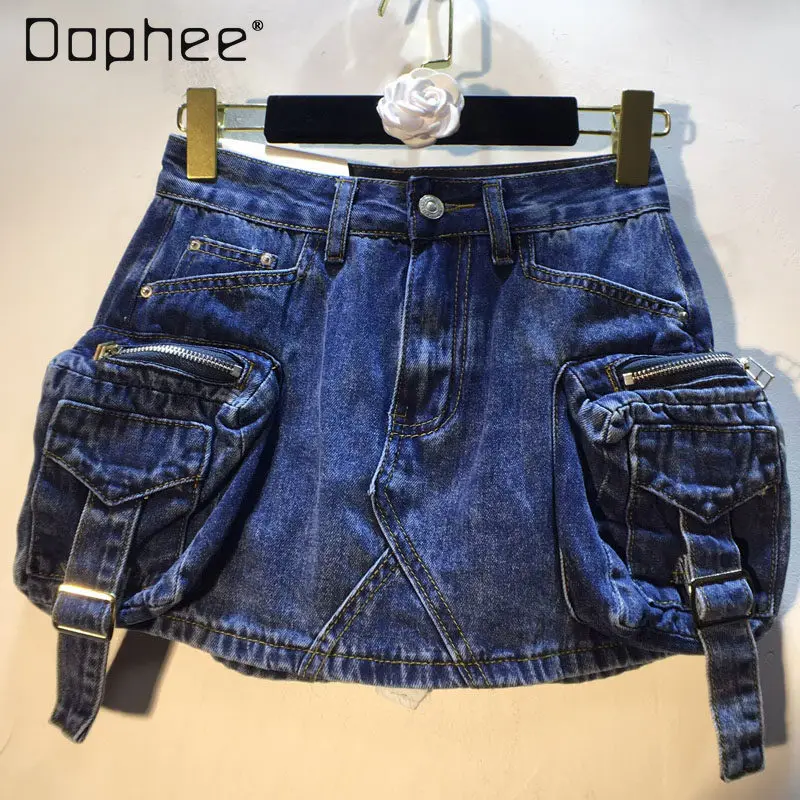 

European Station 2026 Summer Clothing New Tooling Multi-Pocket High Waist Skinny Fashion Denim Skirt Short Skirt Women's Skirt