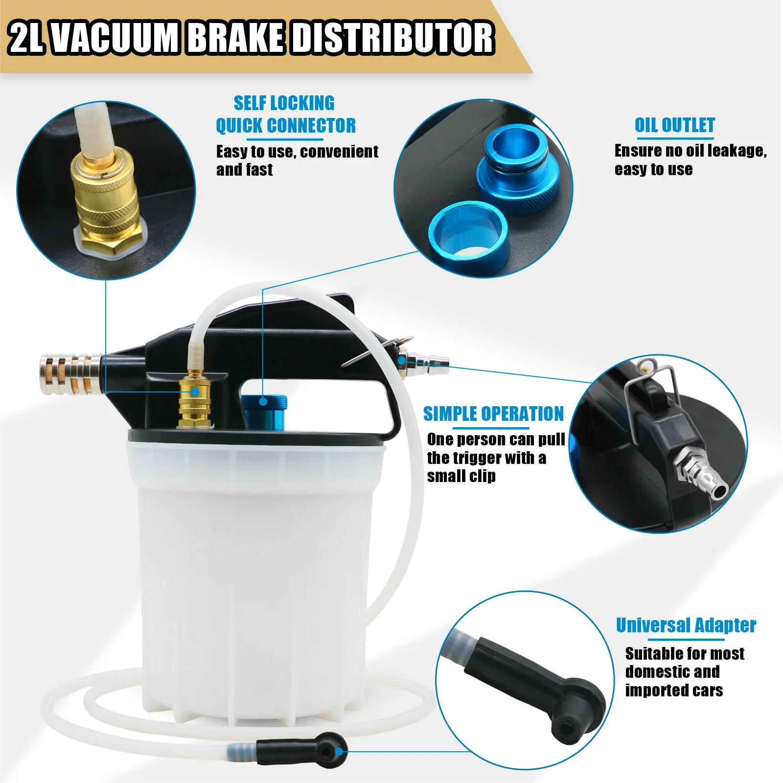 2l vacuum brake release kit, pneumatic explosion-proof shunt pressure reducing vacuum pump, brake fluid refueling tool set