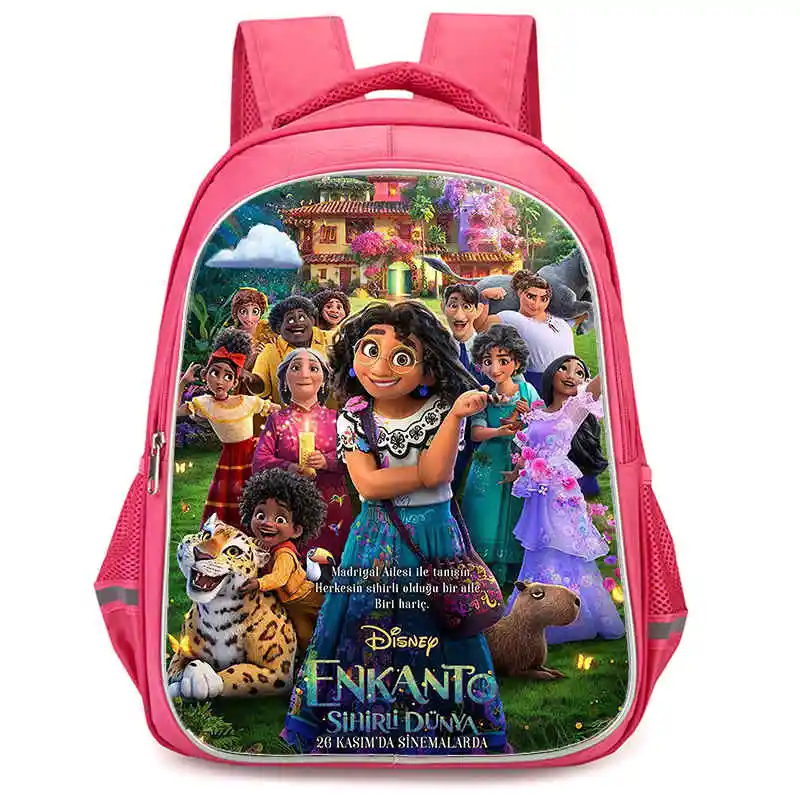 

Girls School Backpack with Double Zipper Pocket,Pink Cartoon ENCANTO School Bags,Durable 16-in Kids Bags for Pupil Students