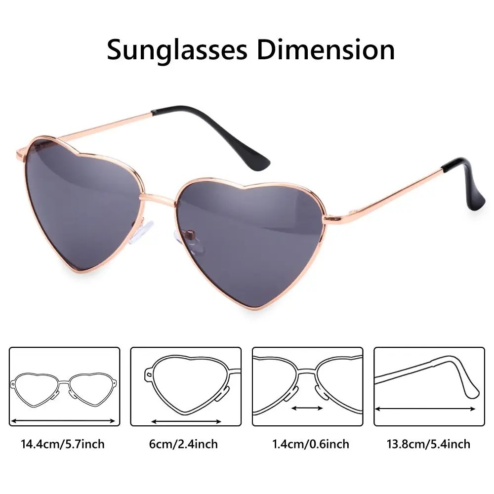 Fancy Dress Outdoor Goggles Ocean Lenses Sun Glasses Heart Shaped Sunglasses Gradient Metal Frame
