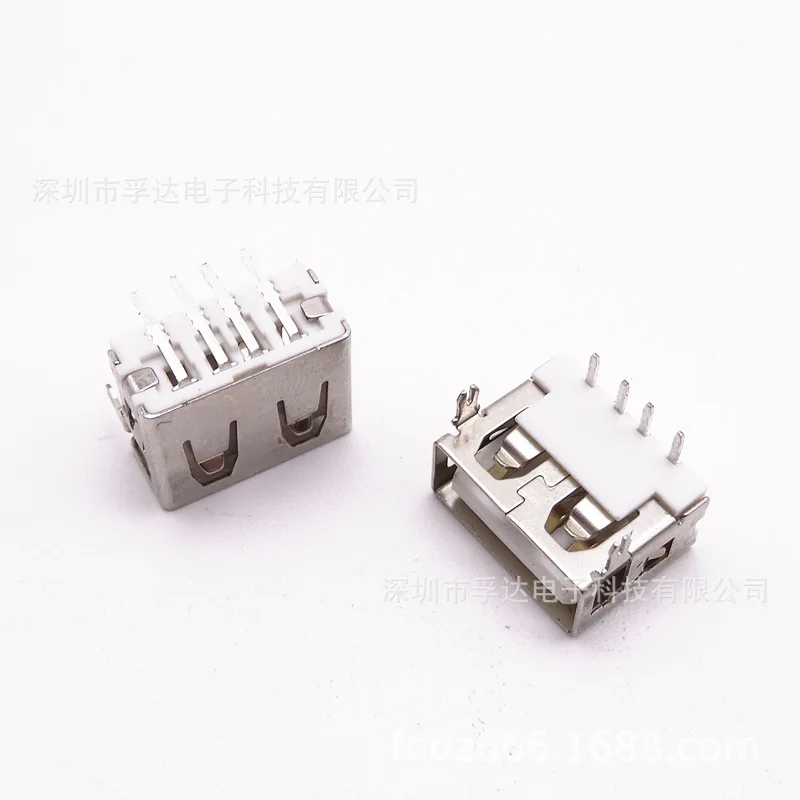 For USB2.0 short body female seat, short body 10.0 long front two feet DIP plug board 6.3H high, straight edge PBT
