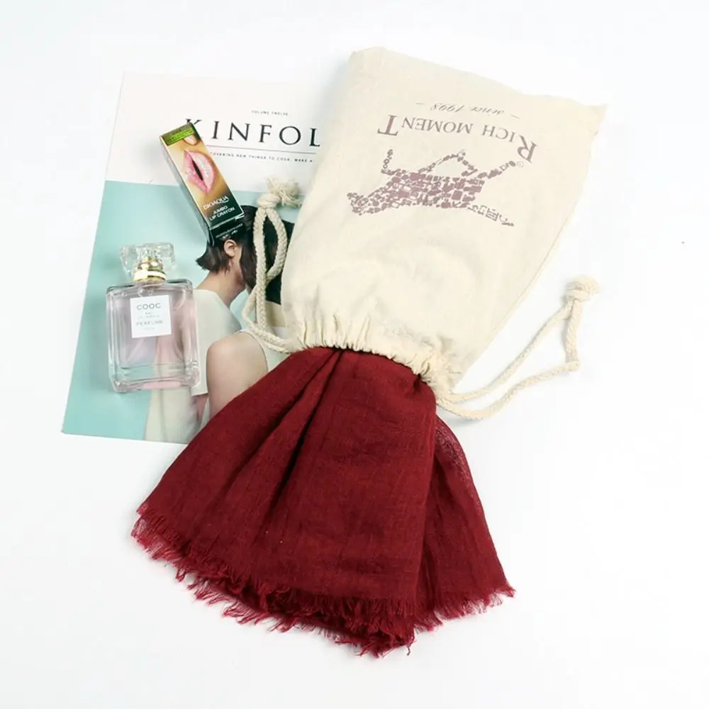 وشاح نسائي طويل من النبيذ الأحمر ، شال من قماش الكتان ، أوشحة طويلة ، أغطية ، وشاح للشاطئ في الهواء الطلق ، أزياء السفر على شاطئ البحر