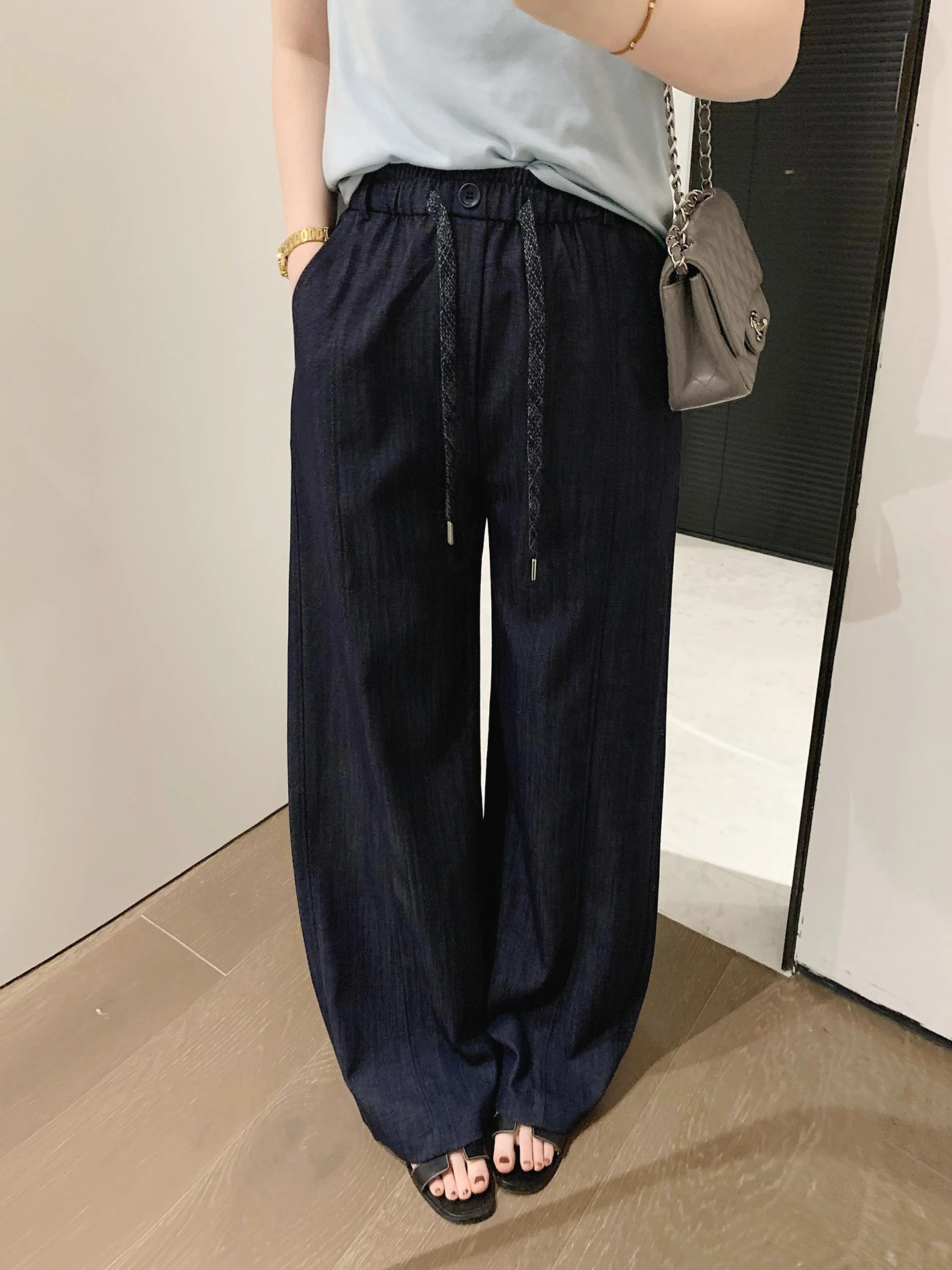 

Misslady Slimming Vintage Design Blue Wide Leg Jeans Women's High Waist Loose Casual Versatile Scythe Pants Spring Summer