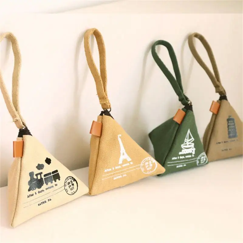 Creativo retrò Zongzi Zero borsa femminile Mini Canvas Art coreano carino portamonete portachiavi portafoglio auricolare custodia con cerniera