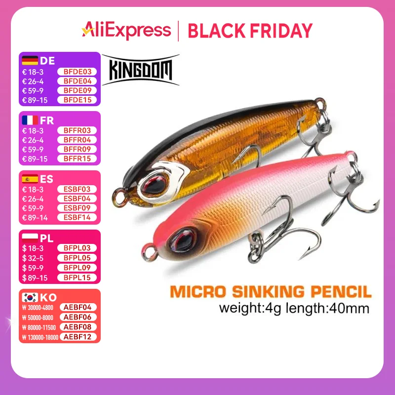 Kingdom Umpan Pancing Pensil Mini Umpan Keras Tenggelam Lambat 40Mm/4G Umpan Buatan Kualitas Tinggi Alat Pancing Wobblers