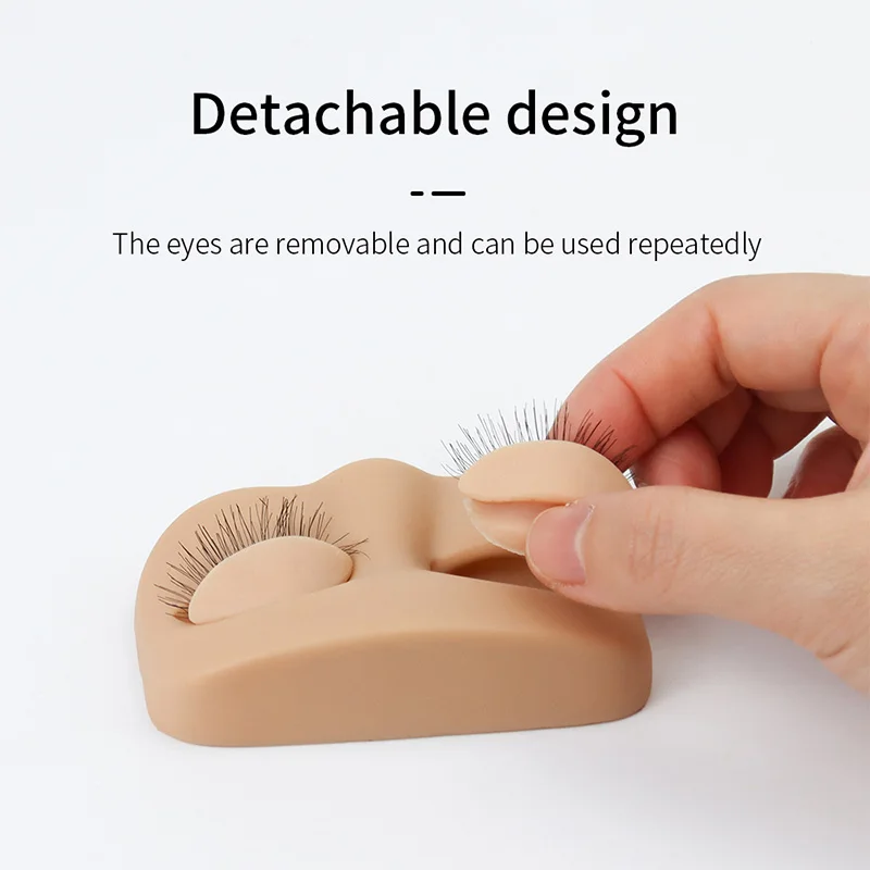 Eyelash Extension Practice Head with Removable Eyelids Flat Mannequin Model Lash Grafting Training Makeup Teaching Accessories