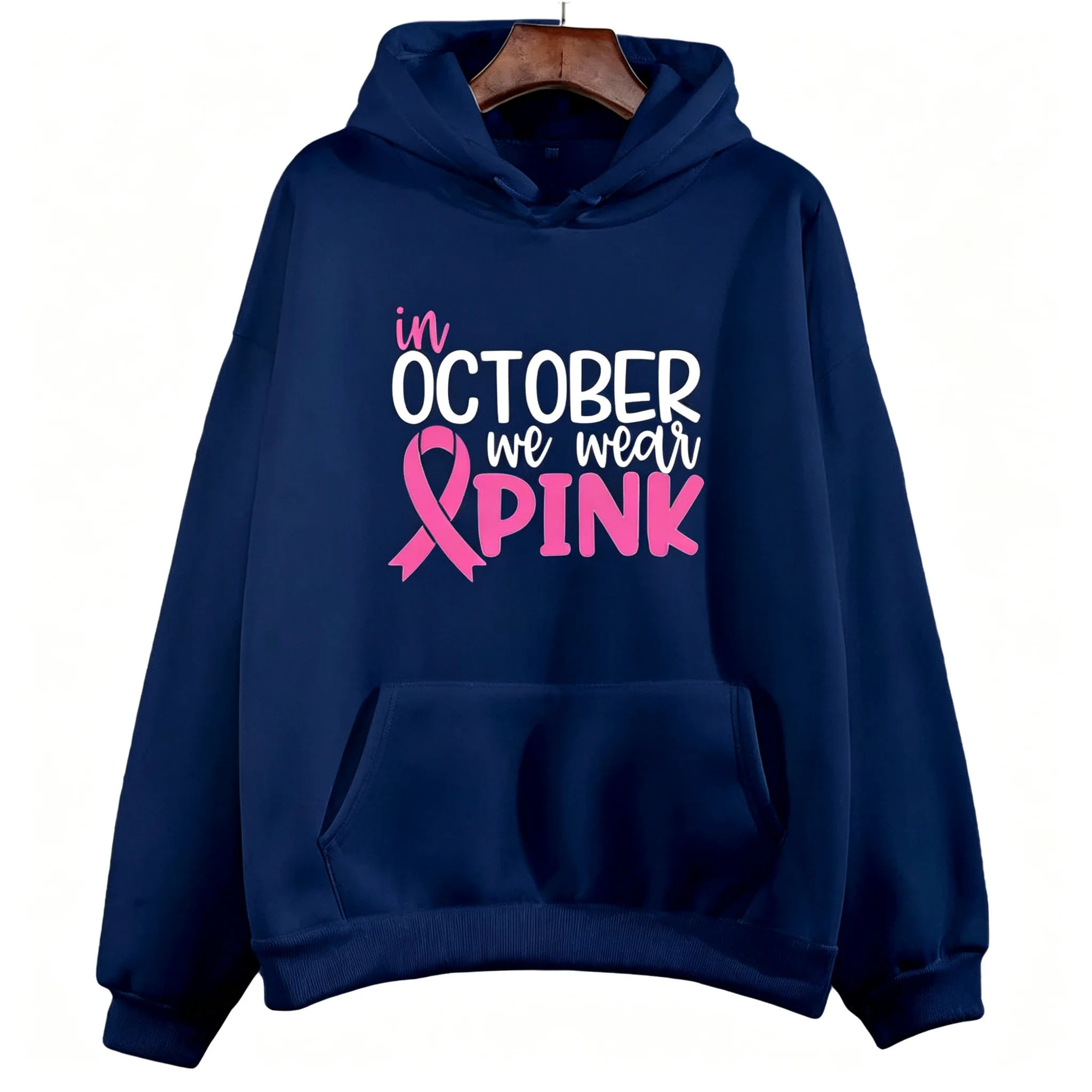 Im Oktober tragen wir das „We Wear Pink“-Sweatshirt, ich bin ein Überlebender, Kleidung, Team, Motivation, langärmliges Shirt zur Sensibilisierung für Krebs, Damen-Shirt. – Detail 9