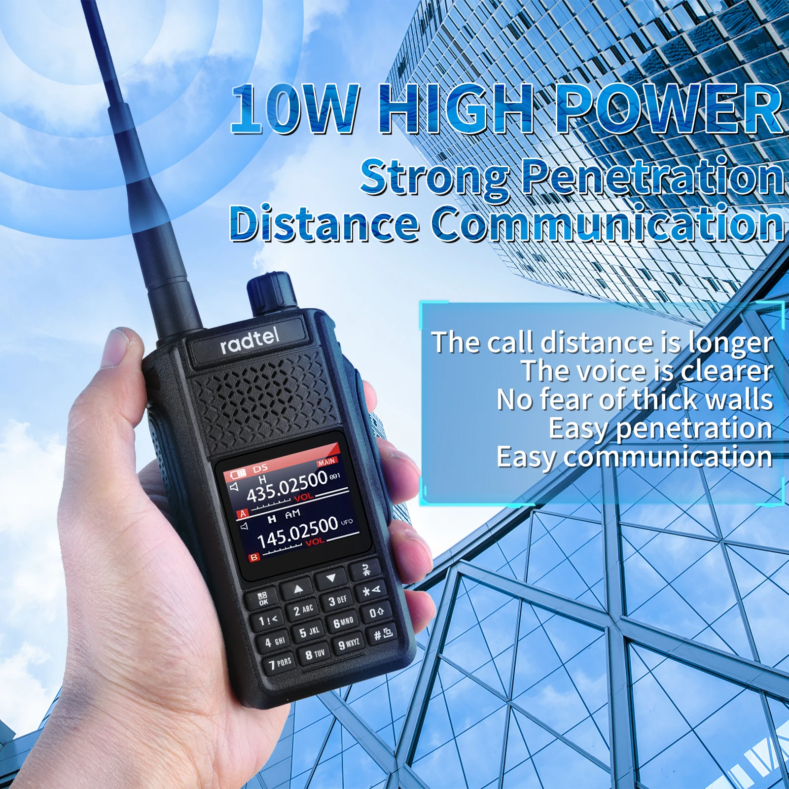 Radtel Waterproof Full Bands Amateur Ham Radio, Aviation Air Band Walkie Talkie, Wireless Copy Frequency, RT-630, 10W, IP67