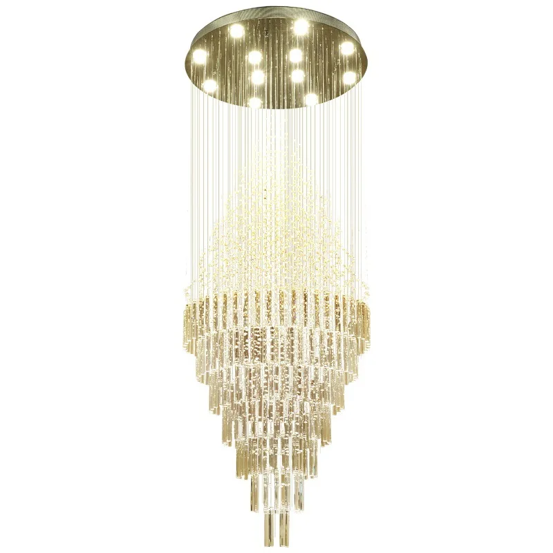

French style, light luxury, round, villa, duplex, crystal, large length, chandelier, simple