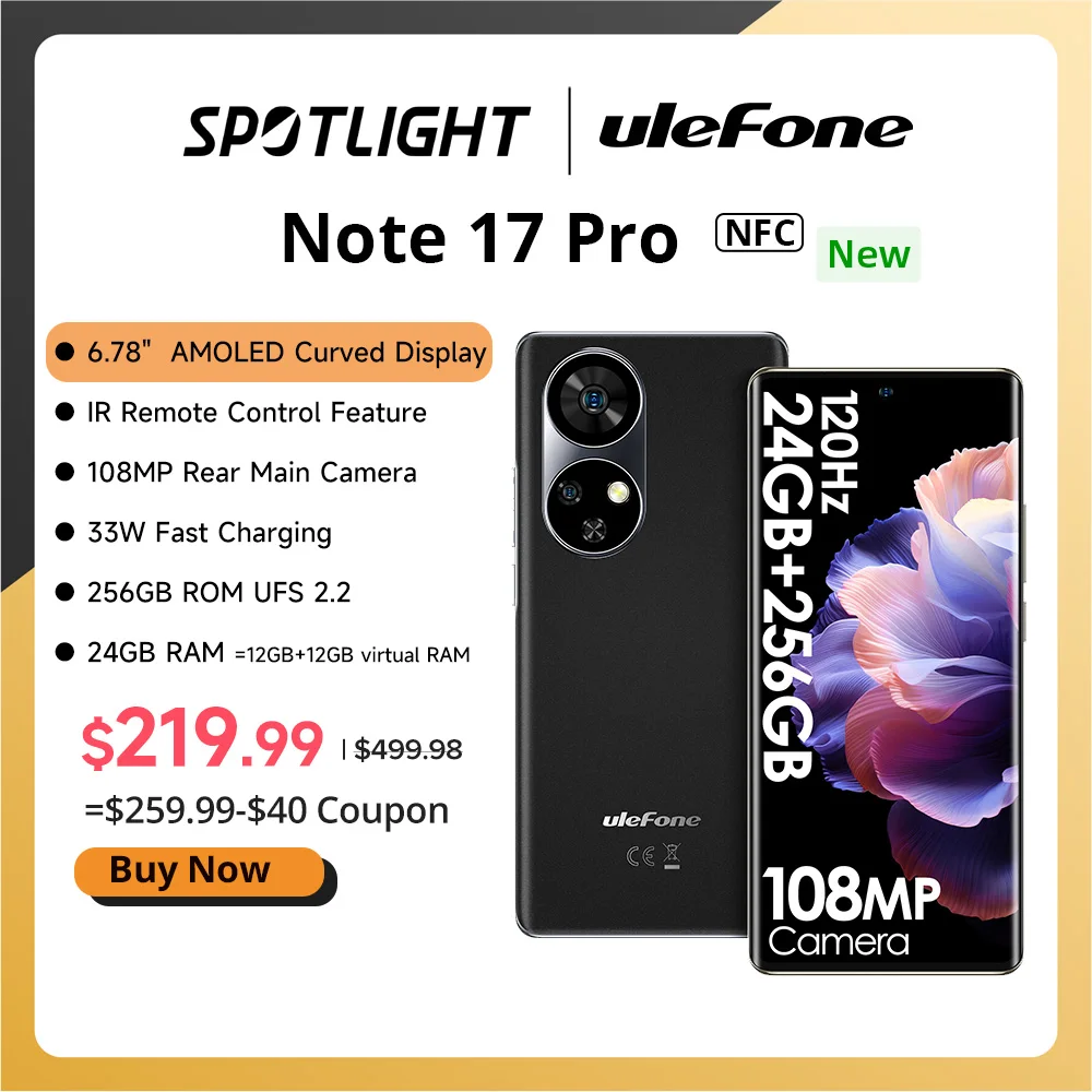 ulefone note 17 pro smartphone tela curva camera mtk helio g99108mp 5050mah amoled 120hz 24gb mais 256gb 678 versao global novo 2024 01