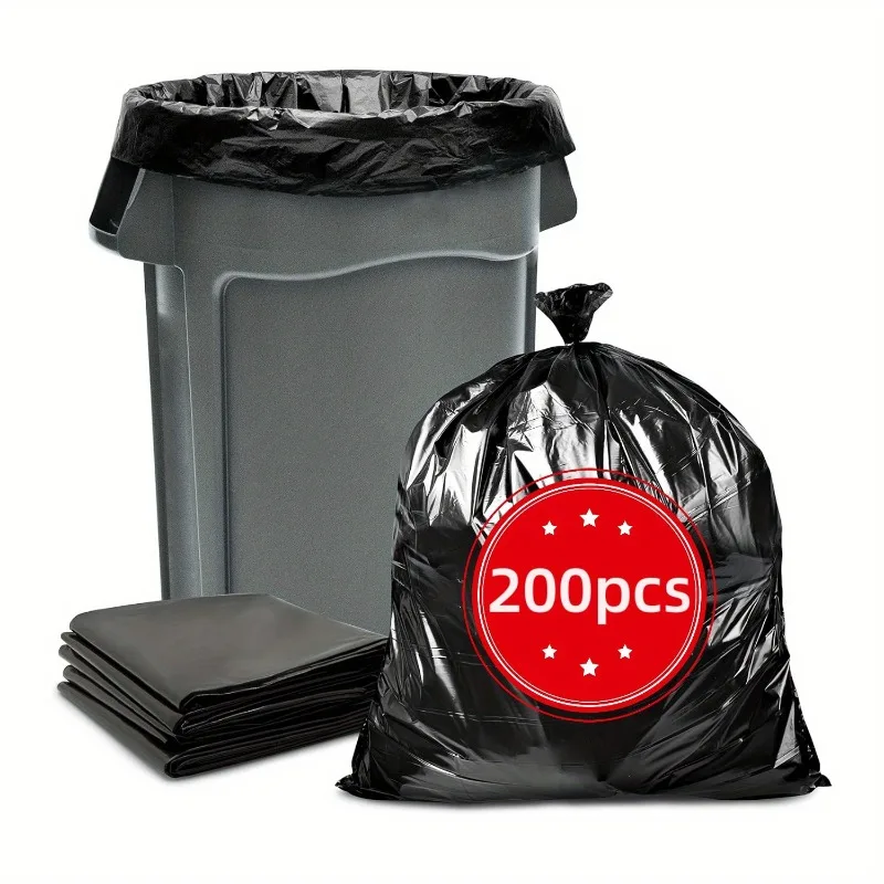 

100 65 gallon black flat top high density garbage bags for bathroom/office/industrial/commercial/cleaning/municipal use