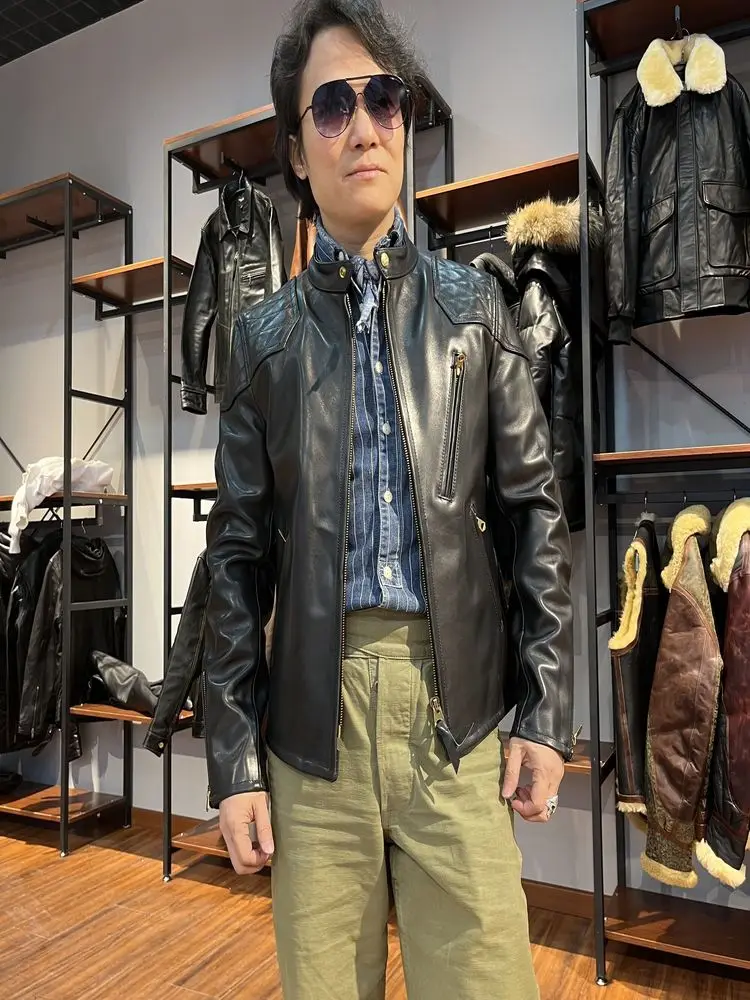 

CDJ-34 Asian Size Super Top Quality Heavy Genuine Japan Horse Leather Slim Classic Horsehide Stylish Rider Jacket