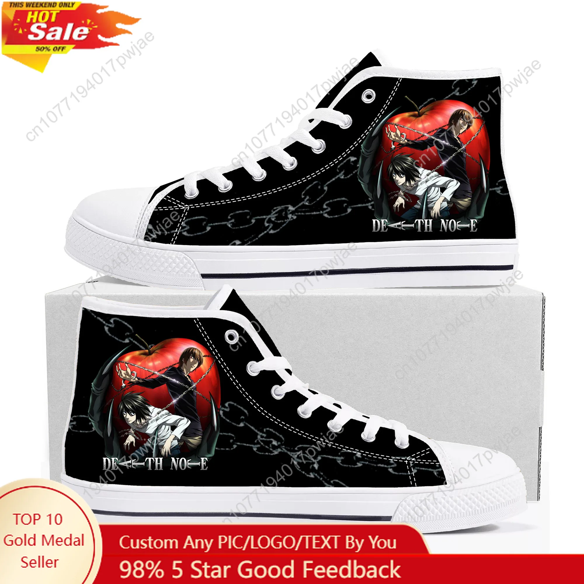 

Japan Anime DEATH NOTE High Top High Quality Sneakers Mens Womens Lightweight Canvas Sneaker Ghana Hiking Casual Custom Shoes