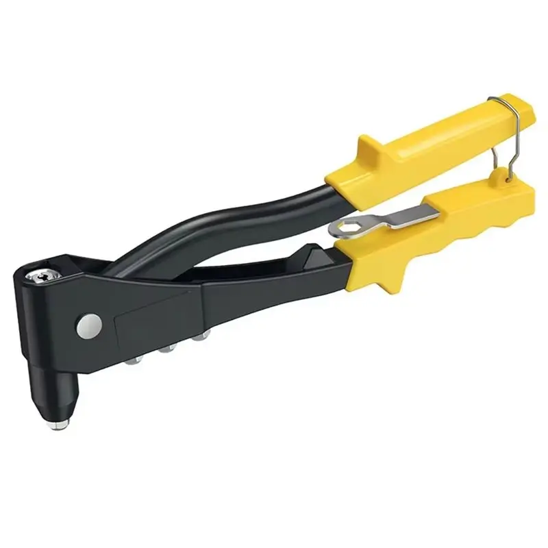 CMHI-Heavy Duty Riveter Riveting Machine 4 Rivet Machine Nozzles Hand Tools 1 Wrench Rivet Nut Tool Yellow