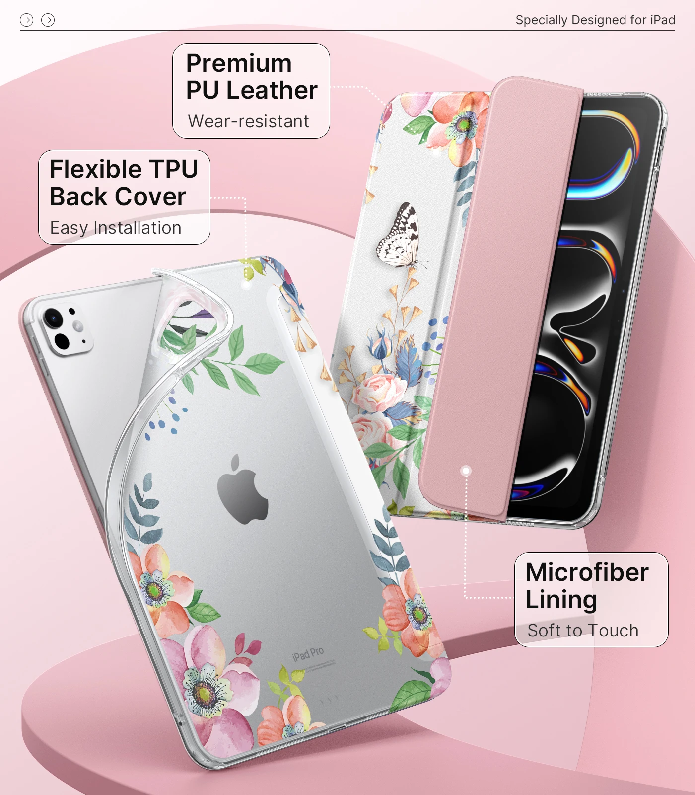 Для iPad Pro 11-дюймовый чехол M4 2024 (5-го поколения) Ультратонкий чехол-подставка для iPad Pro 11 M4 с мягкой полупрозрачной матовой задней крышкой из ТПУ