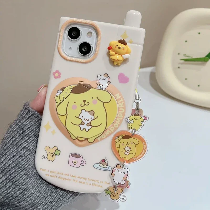 Sanrios mirror Phone Case for Iphone 15 14 13 12 11 Pro Max HelloKittys mymelody Pochacco Lanyard Bracelet Korean Back Cover