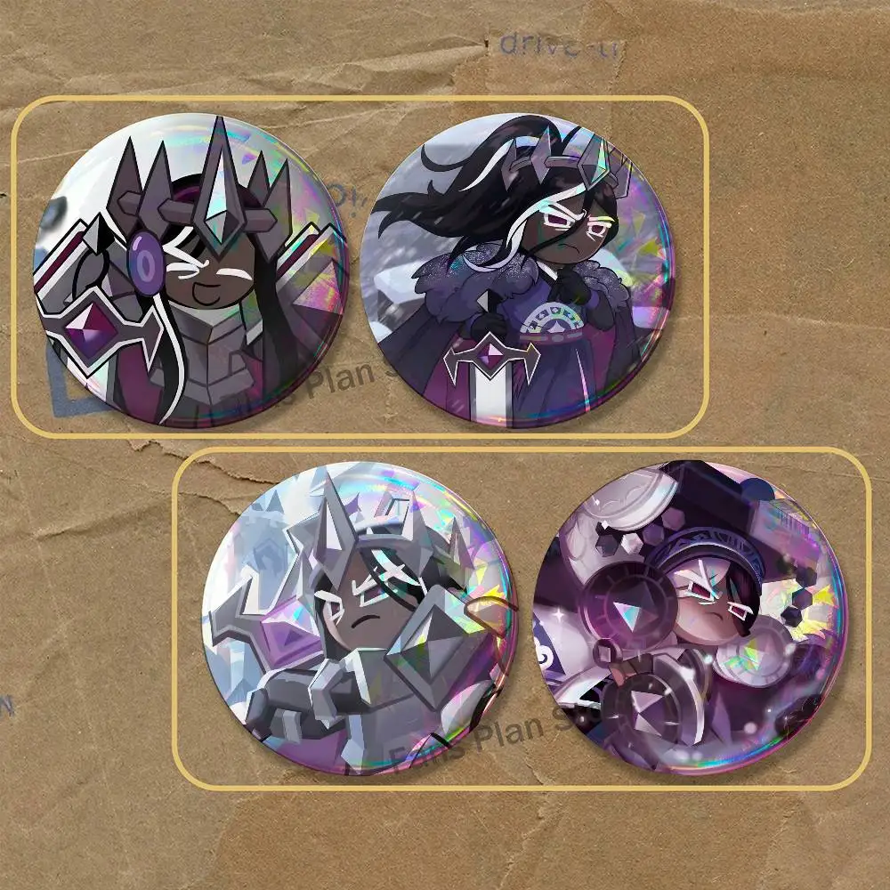 Dark Cacao Cookie K-Kingdom Brooches For Backpack Accessories 25,32,44,58,75mm Round Enamel Pins 2-piece Set Cartoon Anime Badge