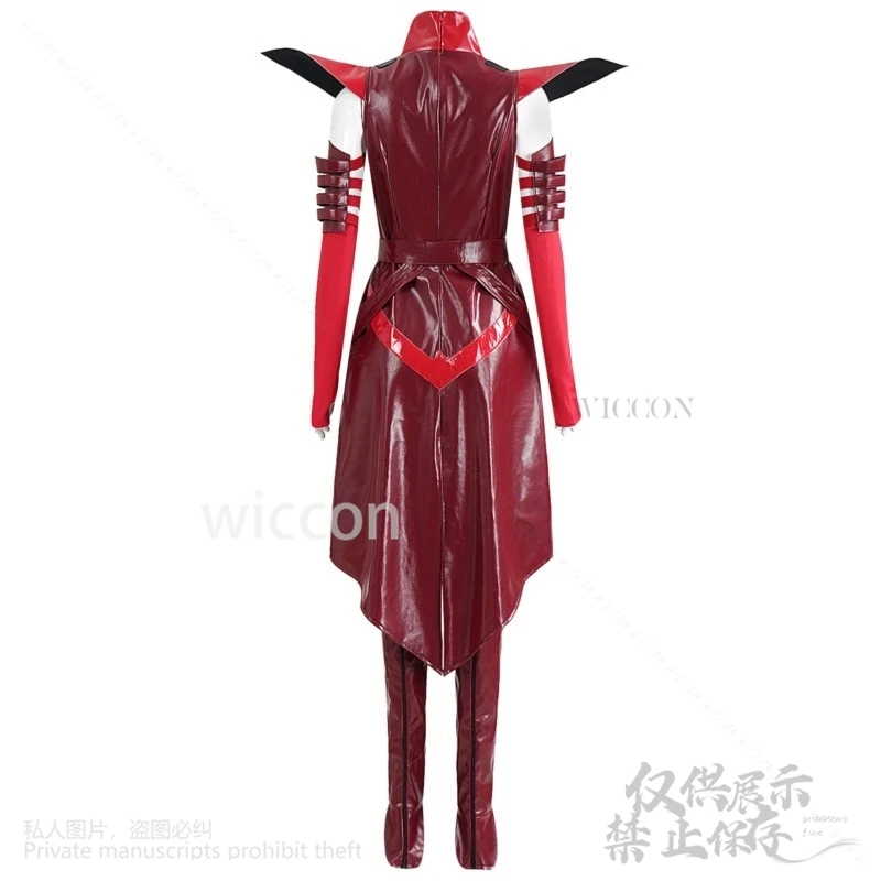 Anime Game Rivals Cosplay Witch Costume Sexy Red Pu Coat Party Dress Punk Uniform Y2K Jirai Kei Girls Wigs Halloween Customized