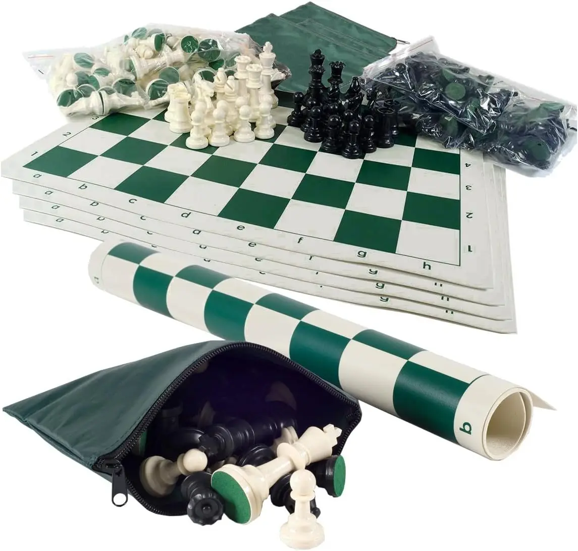 

Chess Club Sets (5-Pack) - 3.75" King, Vinyl Boards, Nylon Bags