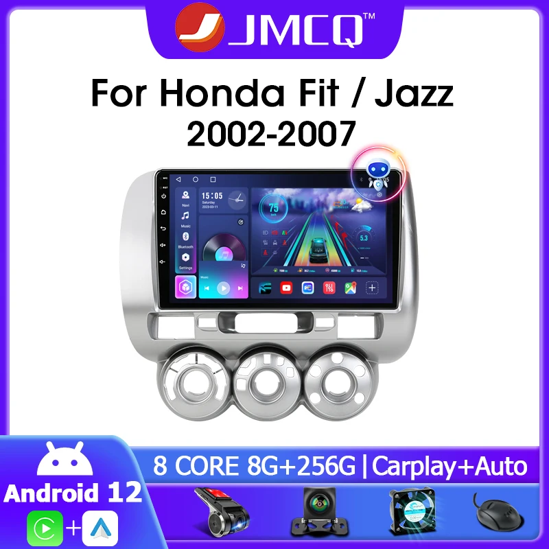 

Автомагнитола JMCQ, 2 Din, Android 12, мультимедийный видеоплеер для Honda Fit Jazz City 2002-2007, GPS-навигация, 4G + WIFI, Carplay