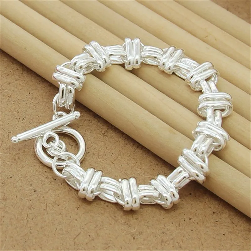 

925 Sterling Silver Round Cross Charm Chain Bracelet For Lady Women Valentine Jewelry Gift