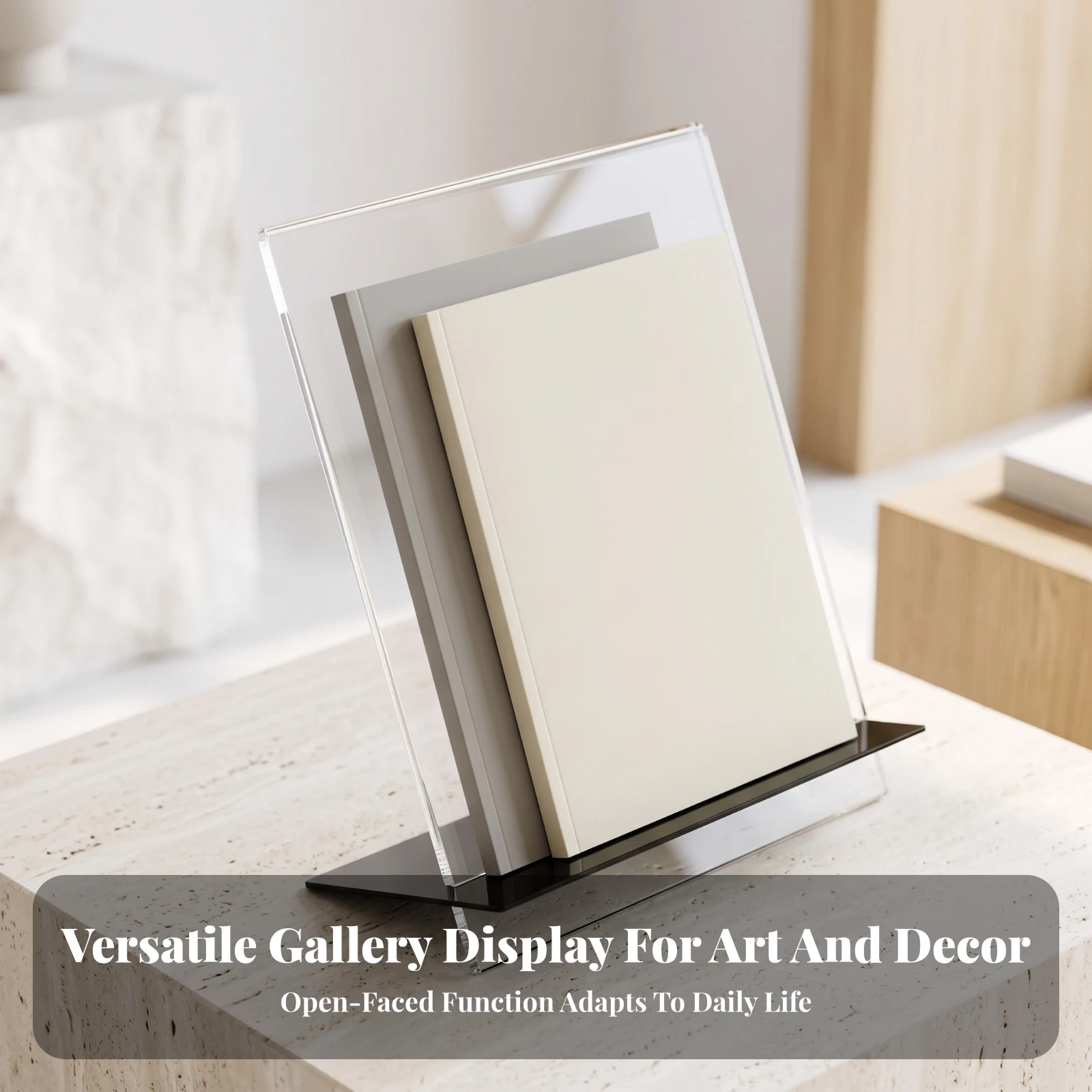Acrylic Display Stand Space-Saving Slanted Display Stand Book Easel with Lip Multipurpose Book Holder with Lip Portrait Sized