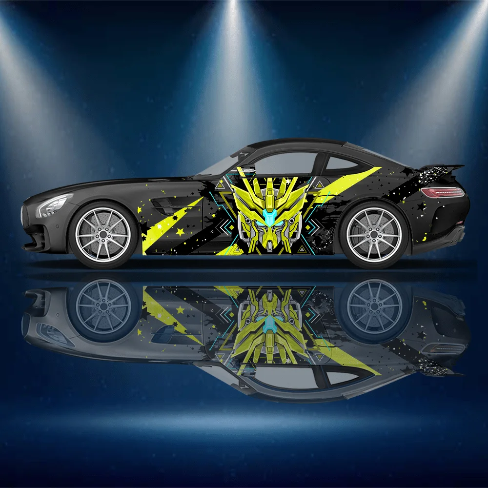 2PCS Cartoon robot line sticker car sticker full body decal decoration covering scratches protect car sticker waterproof car vin