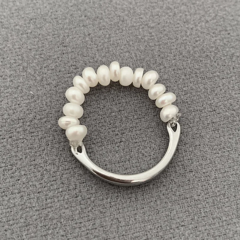 hand-woven multi-layer single-layer natural freshwater pearl fashion stacking ring