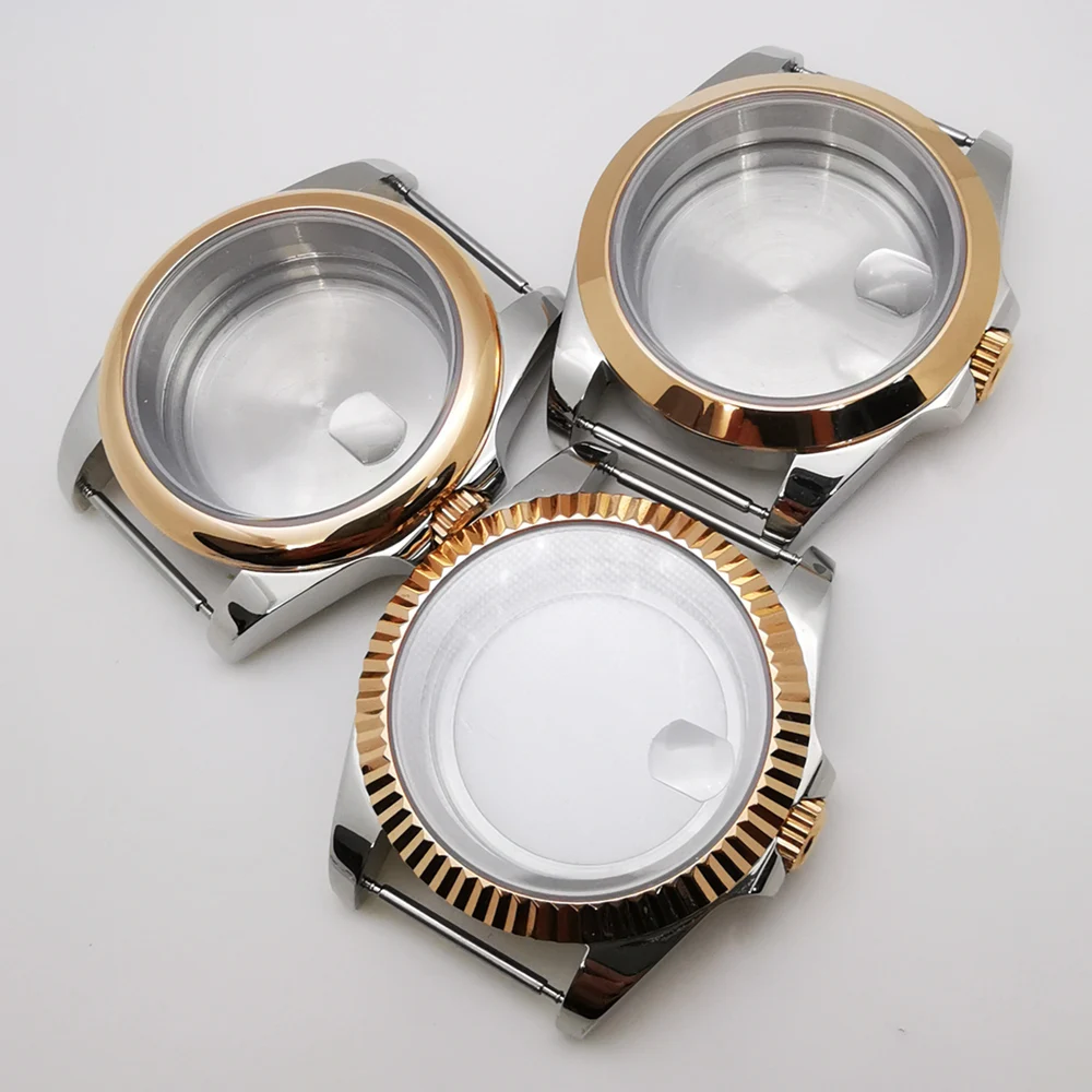 

39mm polished silver rose gold case sapphire glass fit NH35 NH34 NH36 ETA2824 PT5000 movement