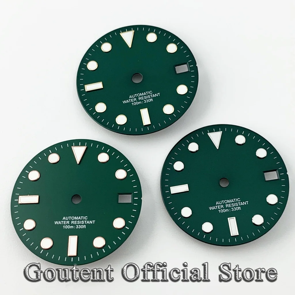 Goutent 28.5mm Sterile Luminous White Black Blue Green Watch Dial For NH35/NH35A Movement Watch Accessories view 4