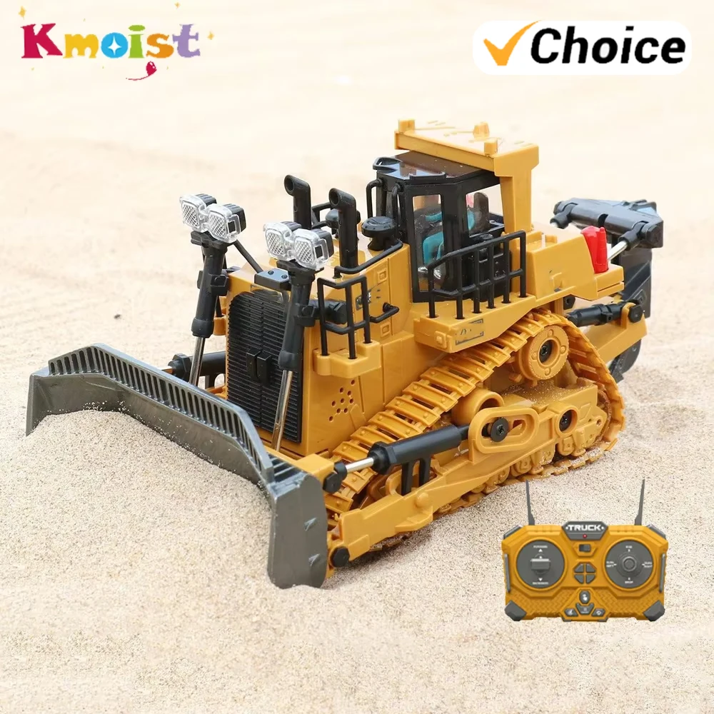 Bulldozer télécommandé jouet de véhicule Bulldozer télécommandé avec modèle de bulldozer en métal jouets pour garçons enfants cadeaux d'anniversaire de noël