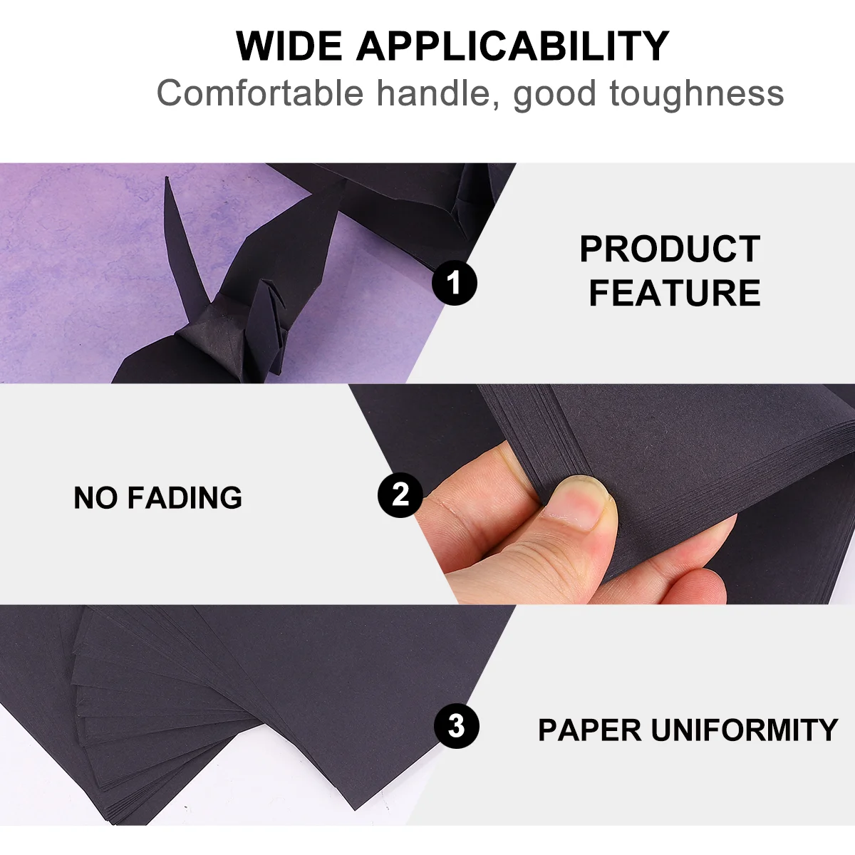 100 Pcs Double Sided Square Origami Paper Folding Black Crane Crafts Folded Papers