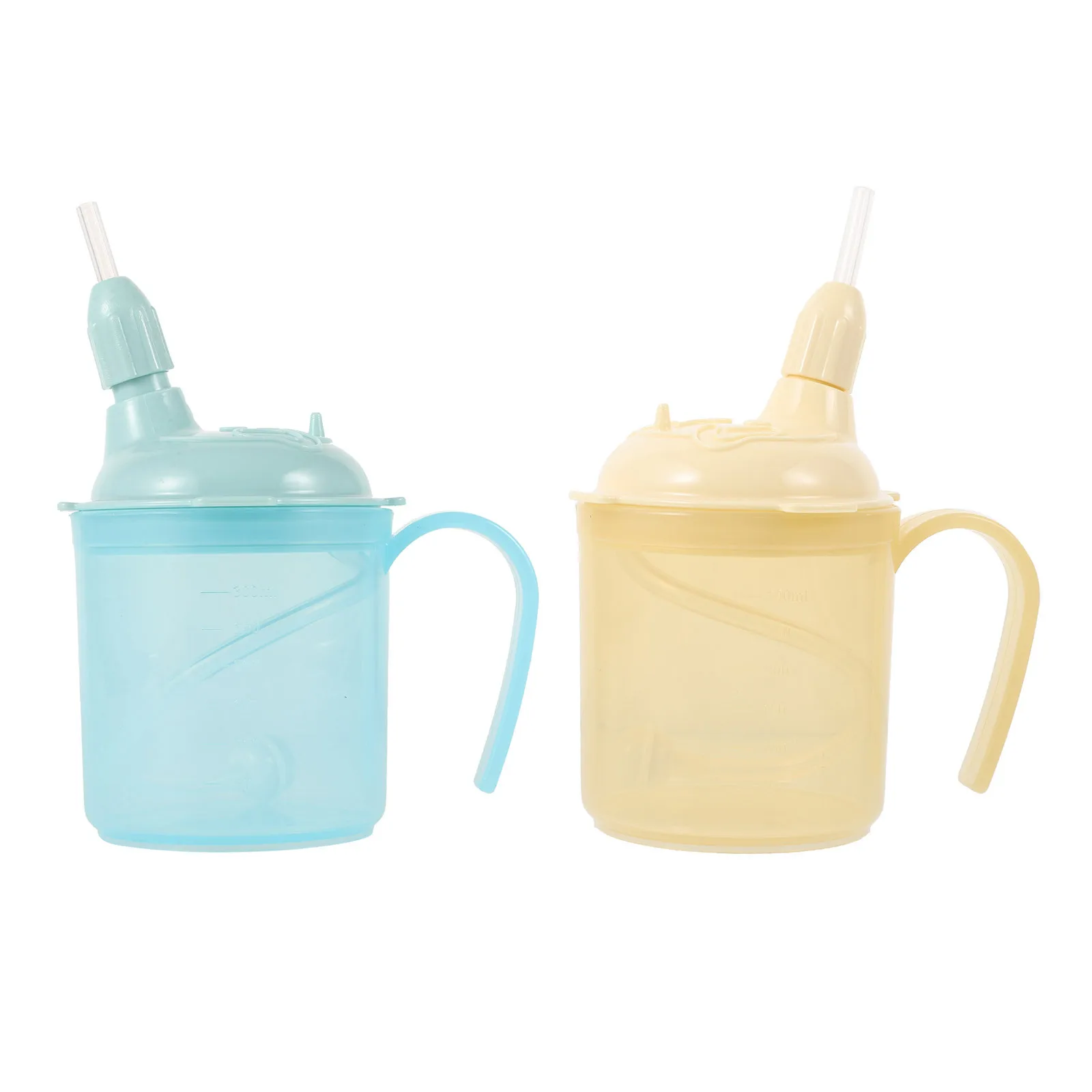

2Pcs Elderly Care Spill Proof Drinking Cup with Straw Nursing Cup for Liquid Diet Adults Disabled 300Ml Nursing Cups