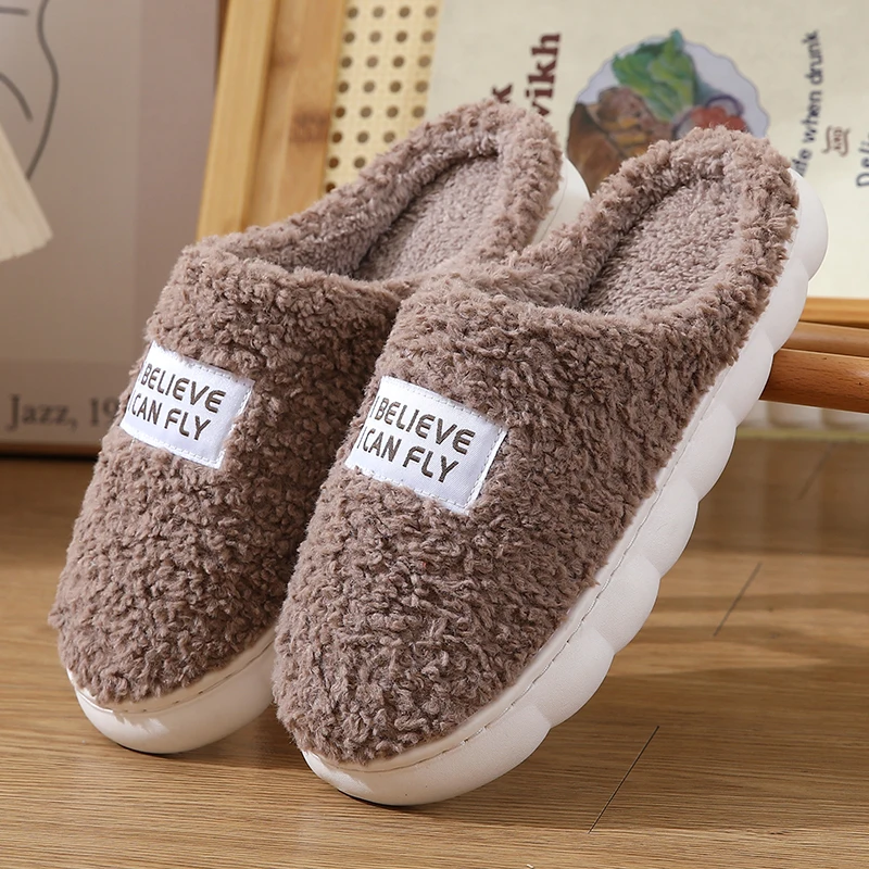 2023 New Fashion Winter Soft Sole Mens Indoor Floor Antiskid Slides Bedroom Warm Plush Slippers Male Home Casual Cotton Shoes